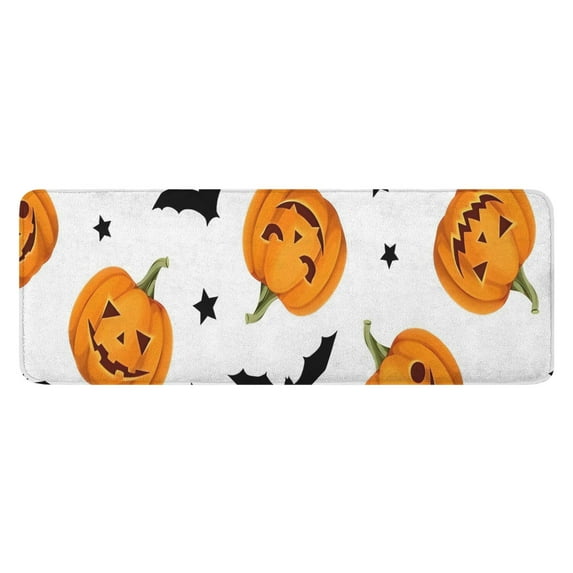 Halloween Pumpkins Bats and Stars Kitchen Rug Mat,Kitchen Runner Rugs Non Skid Washable,Decorative Kitchen Floor Mats for Kitchen,Sink,Laundry,17"x47.2"