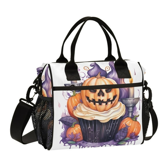 Halloween Pumpkins Candles Cooler Bag Lunch Bag Soft Cooler Cooling Tote Insulated Lunch Box for Adult Men Women