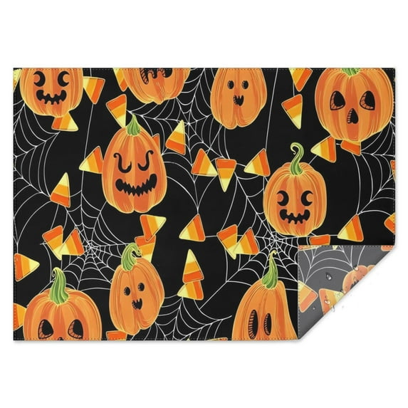 Pumpkin Candy Halloween Pattern Rectangle Tablecloth 60"x84",Waterproof Polyester Rectangle Table Cloth, Wipeable Spillproof Polyester Tablecloth for Dining, Camping, Indoor and Outdoor