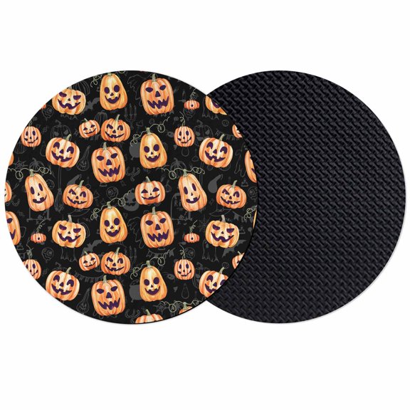 Halloween Pumpkins Coasters Set of 2, Absorbent Coasters for Drinks, Fall Scary Halloween Funny Coaster for Desk Coffee Table Protection, Home Decor House Warming Gifts 4"