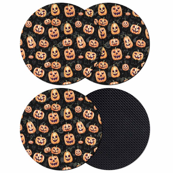 Halloween Pumpkins Coasters Set of 4, Absorbent Coasters for Drinks, Fall Scary Halloween Funny Coaster for Desk Coffee Table Protection, Home Decor House Warming Gifts 4"