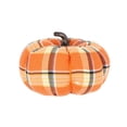 thumbnail image 1 of Halloween Pumpkins Decoration with Fabric Texture and Brown Hobby, 1 Piece, Orange and Yellow Checkered, for Fall Table Centerpiece and Farmhouse Home Decor, 1 of 3