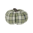 thumbnail image 1 of Halloween Pumpkins Decoration with Brown Hobby, 1 Piece, Green and White Checkered Fabric, for Fall Table and Shelf Display, Small Autumn Home Decor, 1 of 3