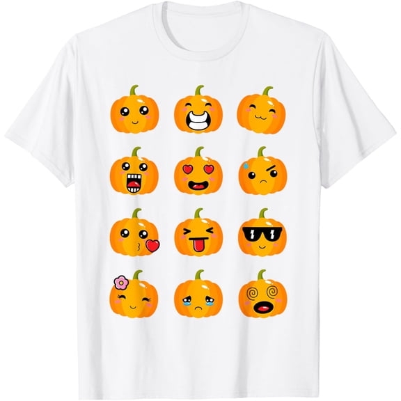 Halloween Pumpkins Emotions Boys Girls Kids Cute Halloween T-ShirtMen's and women's pure cotton short-sleeved shirts