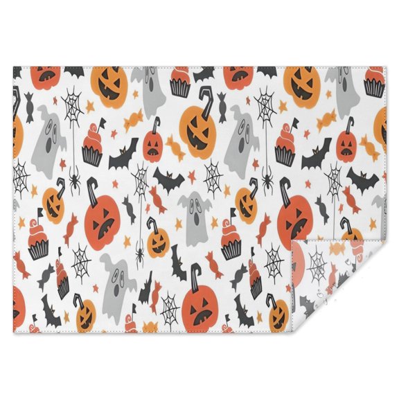 Halloween Pumpkins Ghosts Bats and Cupcakes Rectangle Tablecloth 60"x84",Waterproof Polyester Rectangle Table Cloth, Wipeable Spillproof Polyester Tablecloth for Dining, Camping, Indoor and Outdoor