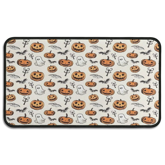 Halloween Pumpkins Ghosts and Bats Door Rugs,Washable Non Slip Door Mats Indoor,Decorative Door Mats,Entry Mat Indoor for Entrance,Bedroom,Kitchen,Bathroom,30"x17"