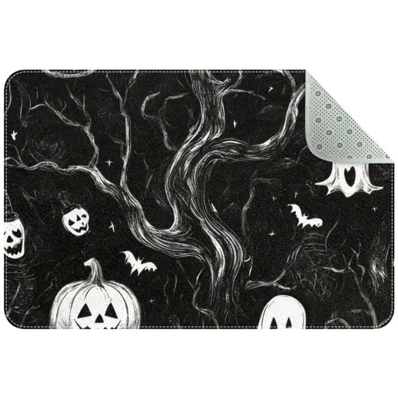 Halloween Pumpkins Ghosts Seamless Pattern Entryway Rug, 2x3 Area Rug Indoor Door Mat Non-slip Washable Floor Carpet Rug for Bedroom Office Dining Room Bathroom