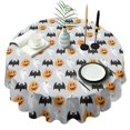 thumbnail image 1 of Halloween Pumpkin Ghost Bat Pattern Round Tablecloth 60"x60",Wrinkle Wipeable Table Cloth for Kitchen Dining Room Picnic Patio Party, 1 of 6