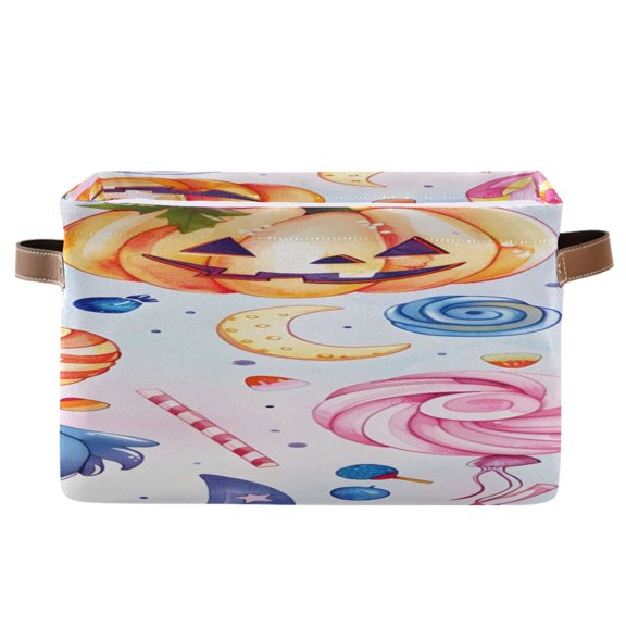 Halloween Pumpkins Magic Hat Candy Square Storage Bins with Handles Collapsible Containing Box 1 Pack