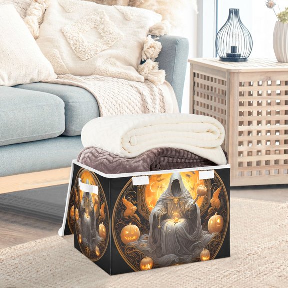 Halloween Pumpkins Person Storage Basket Foldable Laundry Basket Shelf Kids Toy Storage Container Organizer with Handles