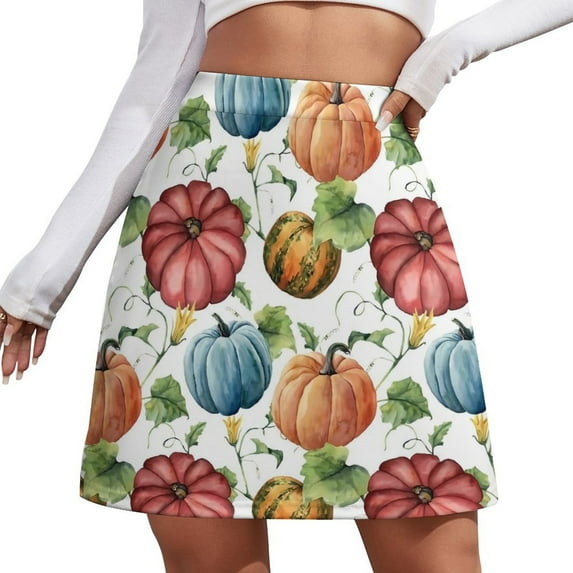 Halloween Pumpkins Skirt Women The Great Pumpkin Trendy Mini Skirts High-waisted Print Str