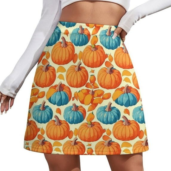 Halloween Pumpkins Skirt Women The Great Pumpkin Trendy Mini Skirts High-waisted Print Str