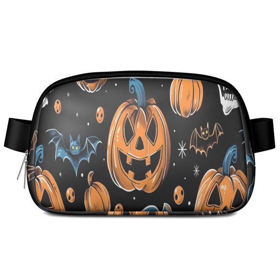 Halloween Pumpkins Skulls Bats and Eyeballs Cute Fanny Packs for Women,Travel Waterproof Crossbody Fanny Bags Waist Purse for Women Anti Theft Adjustable Strap for Running Travel Cycling