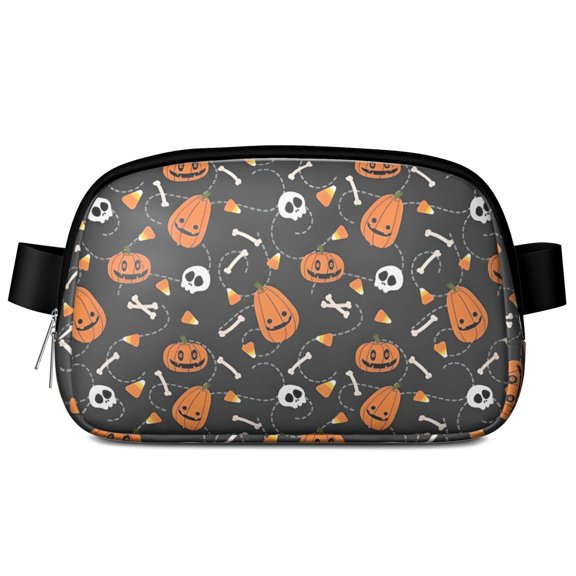 Halloween Pumpkins Skulls and Bones Cute Fanny Packs for Women,Travel Waterproof Crossbody Fanny Bags Waist Purse for Women Anti Theft Adjustable Strap for Running Travel Cycling