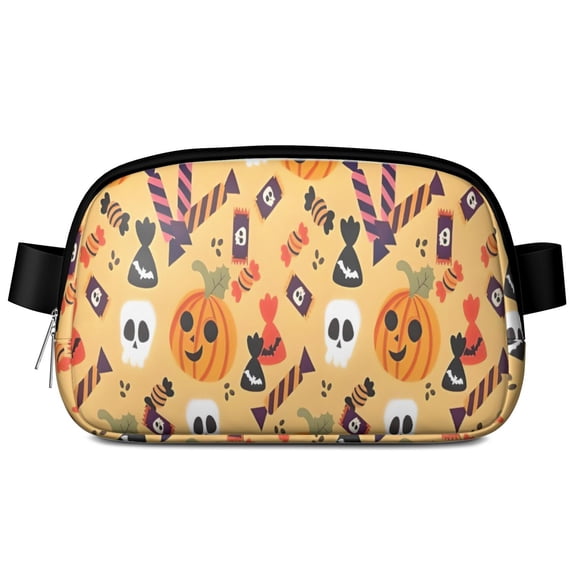 Halloween Pumpkins Skulls and Candies Cute Fanny Packs for Women,Travel Waterproof Crossbody Fanny Bags Waist Purse for Women Anti Theft Adjustable Strap for Running Travel Cycling