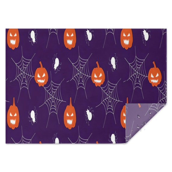Halloween Pumpkins Spiders and Webs Rectangle Tablecloth 60"x84",Waterproof Polyester Rectangle Table Cloth, Wipeable Spillproof Polyester Tablecloth for Dining, Camping, Indoor and Outdoor
