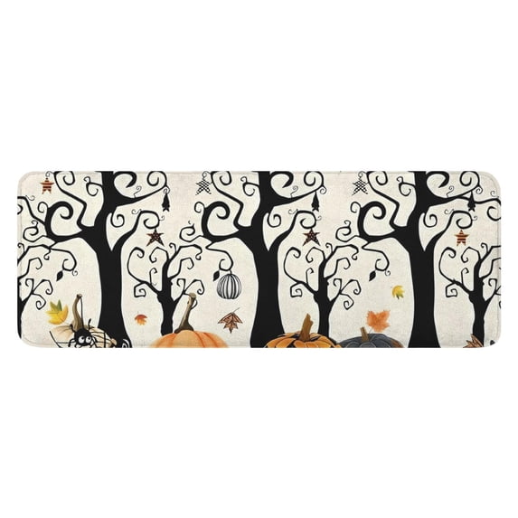 Halloween Pumpkins and Spooky Trees Kitchen Rug Mat,Kitchen Runner Rugs Non Skid Washable,Decorative Kitchen Floor Mats for Kitchen,Sink,Laundry,17"x47.2"