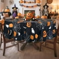 thumbnail image 1 of Halloween Pumpkins Tablecloth Waterproof, Boo Bats Black Table Cloth Round Stain Resistant, Washable Table Cover for Home Kitchen Dining Party Decoration (70 inch), 1 of 6