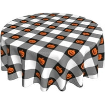 Halloween Pumpkins Witch Tablecloth Spider Webs Skulls Boo Round Tablecloths Circular Table Cover Cloths Washable Polyester Tabletop Runner for Kitchen Party Picnic Dining Decor 60 Inch