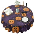 thumbnail image 1 of Halloween Pumpkin Bat Pattern Round Tablecloth 60"x60",Wrinkle Wipeable Table Cloth for Kitchen Dining Room Picnic Patio Party, 1 of 6