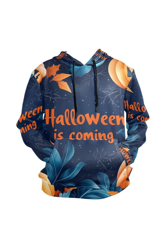 Halloween Pumpkins and Leaves Men’s Hoodies Sweatshirt Fleece Jackets Long Sleeve Sweatshirts