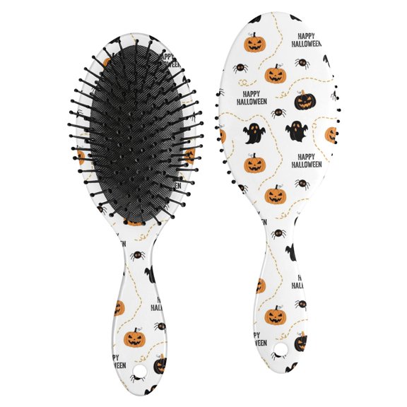 Halloween Pumpkins and Spiders Brush, Detangling Hair Brush,Oval Paddle Hair Brush, Smooth Handle Gifts for Wet Dry Hair Styling