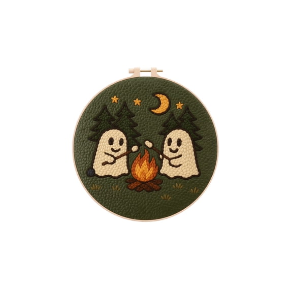 Halloween Punch Needle Embroidery Kit with Black Design, Spooky Craft Kit for Adults, Cute Halloween Decor 1 Set