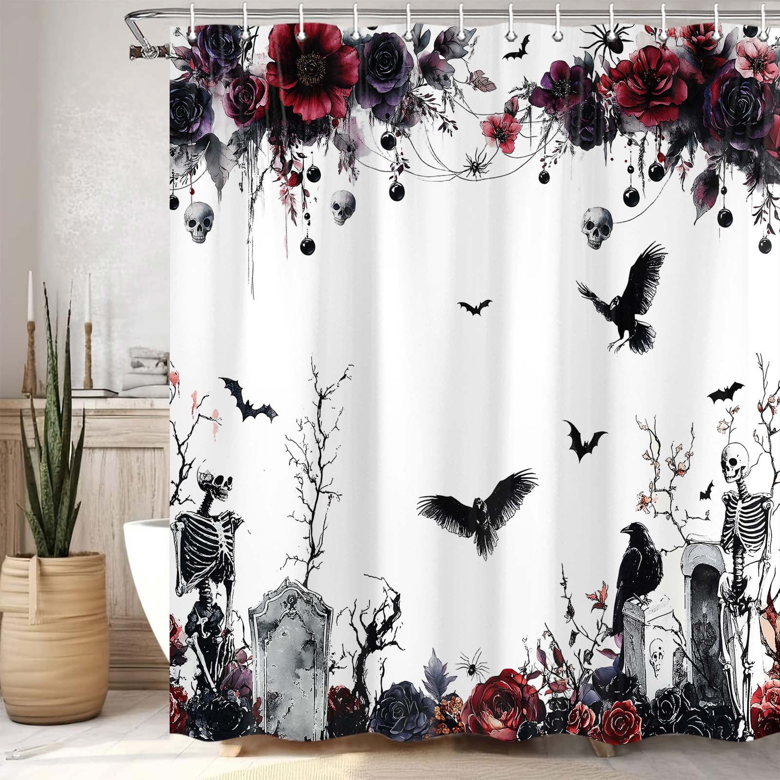 Halloween Purple Gothic Shower Curtain, Vintage Halloween Horror Dark