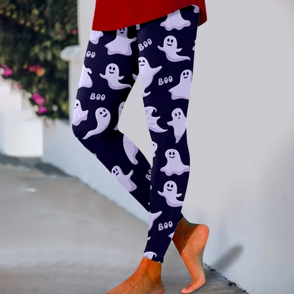 Halloween Purple High Waisted Leggings for Women Milk Silk Grinding Waisted Legging, Workout, Yoga, Running, Athletic, Active, Maximum Compression, Flattering L