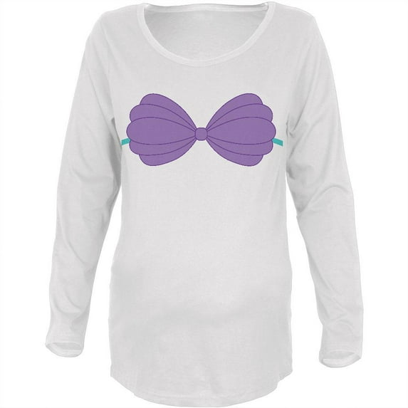 Halloween Purple Shell Bra Costume Maternity Soft T Shirt White X-LG