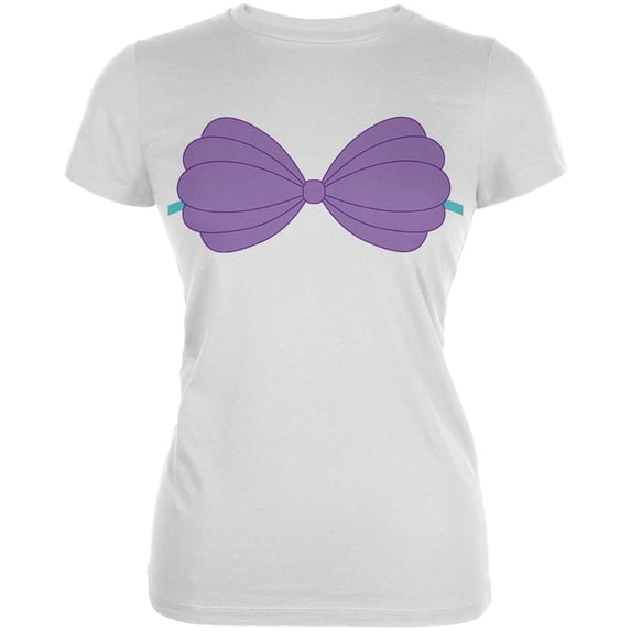 Halloween Purple Shell Bra Costume Women's Juniors Soft T Shirt