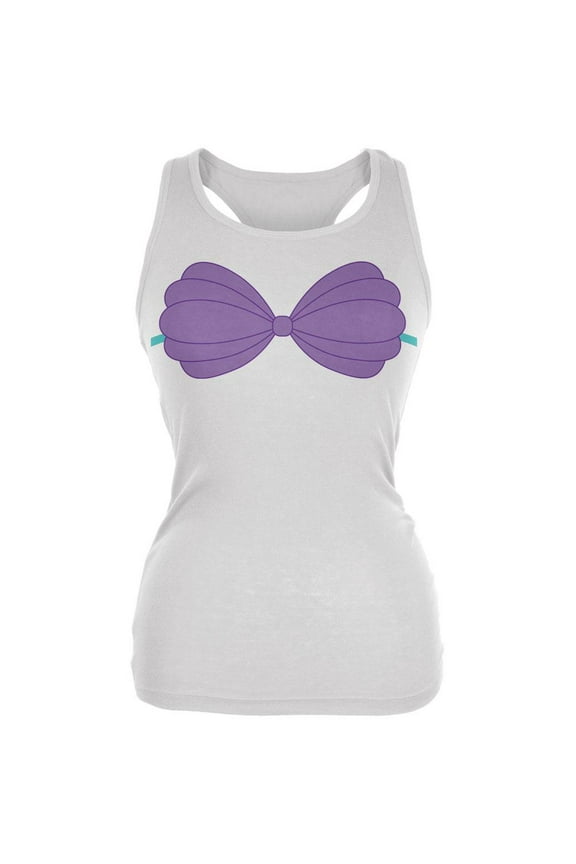 Halloween Purple Shell Bra Costume White Juniors Soft Tank Top Large