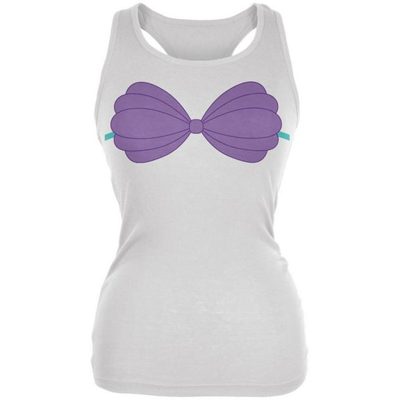 Halloween Purple Shell Bra Costume White Juniors Soft Tank Top Large