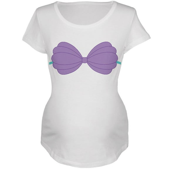 Halloween Purple Shell Bra Costume White Maternity Soft T-Shirt - Small