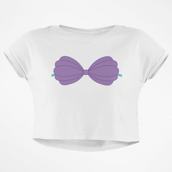 Halloween Purple Shell Bra Junior Boxy Crop Top T Shirt