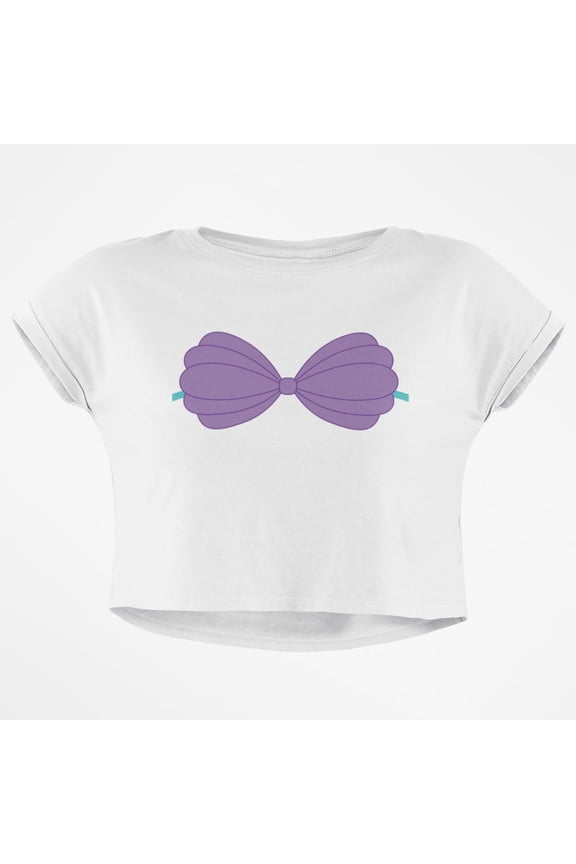 Halloween Purple Shell Bra Junior Boxy Crop Top T Shirt