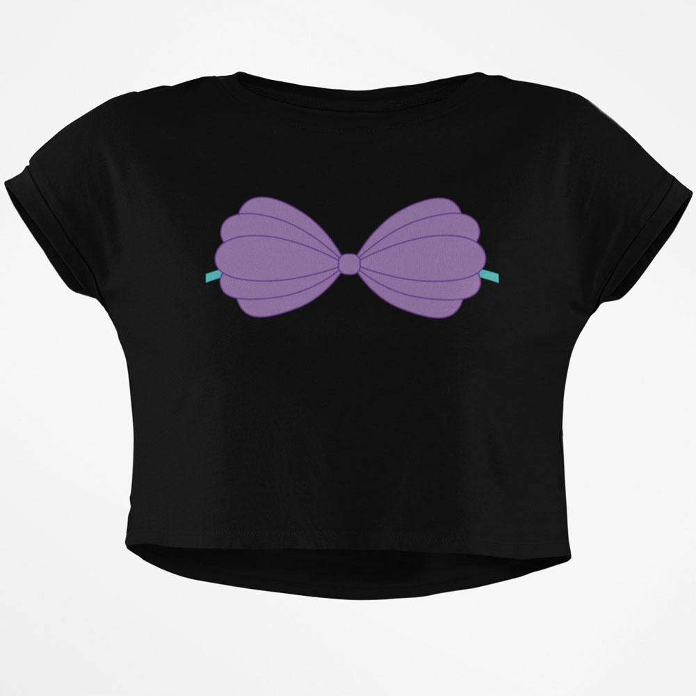 Halloween Purple Shell Bra Junior Boxy Crop Top T Shirt - image 1 of 1