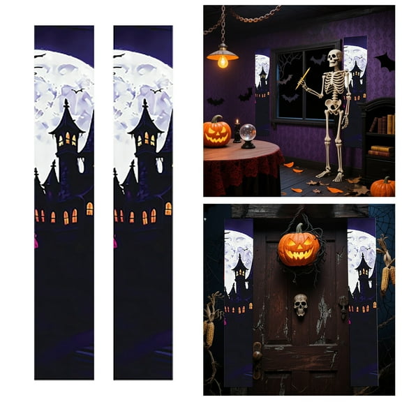 Halloween Purple Sky Porch Banner for Holiday Party Indoor Outdoor Welcome Summer Hanging Door Decoration Front Entrance Sign