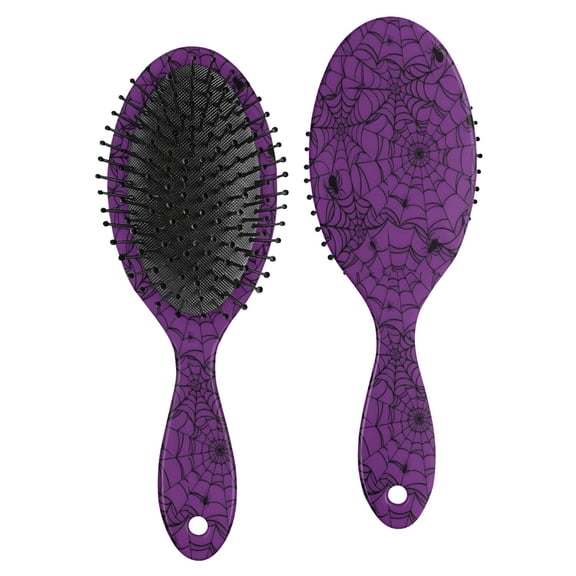 Halloween Purple Spider Web Pattern Hair Brush,Girls Detangling Hair Brush,Glide Through Tangles with Ease for Wet & Dry Hair,8.8"X2.8"