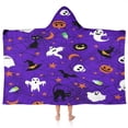 thumbnail image 1 of Halloween Purple Spider Web Pattern Hooded Bath Towel，50"x30" for Ages 3 To 12 Kids, Quick Dry Lightweight Soft Microfiber Hood Beach Towel Cover Up for Kids, 1 of 7