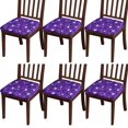 thumbnail image 1 of Halloween Purple Spider Web Seat Covers for Dining Room Chairs Set Of 6,Stretch Printed Washable Chair Seat Cover with Elastic Ties and Button,Removable Waterproof Couch Cushion Covers, 1 of 6
