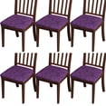 thumbnail image 1 of Halloween Purple Spider Web Seat Covers for Dining Room Chairs Set Of 6,Stretch Printed Washable Chair Seat Cover with Elastic Ties and Button,Removable Waterproof Couch Cushion Covers, 1 of 6