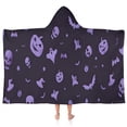thumbnail image 1 of Halloween Purple Spooky Icons Hooded Bath Towel，50"x30" for Ages 3 To 12 Kids, Quick Dry Lightweight Soft Microfiber Hood Beach Towel Cover Up for Kids, 1 of 7