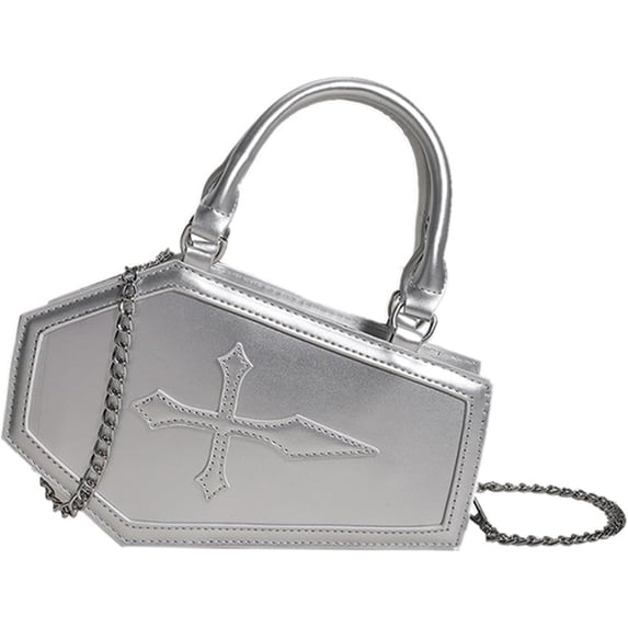Halloween Purses for Women Cross Coffin Bag Novelty Halloween Coffin Purses Top Handle Crossbody Shoulder Bags