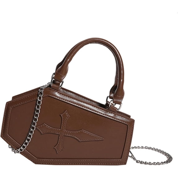 Halloween Purses for Women Cross Coffin Bag Novelty Halloween Coffin Purses Top Handle Crossbody Shoulder Bags