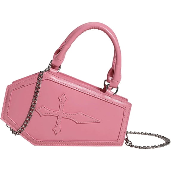 Halloween Purses for Women Cross Coffin Bag Novelty Halloween Coffin Purses Top Handle Crossbody Shoulder Bags