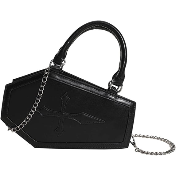 Halloween Purses for Women Cross Coffin Bag Novelty Halloween Coffin Purses Top Handle Crossbody Shoulder Bags