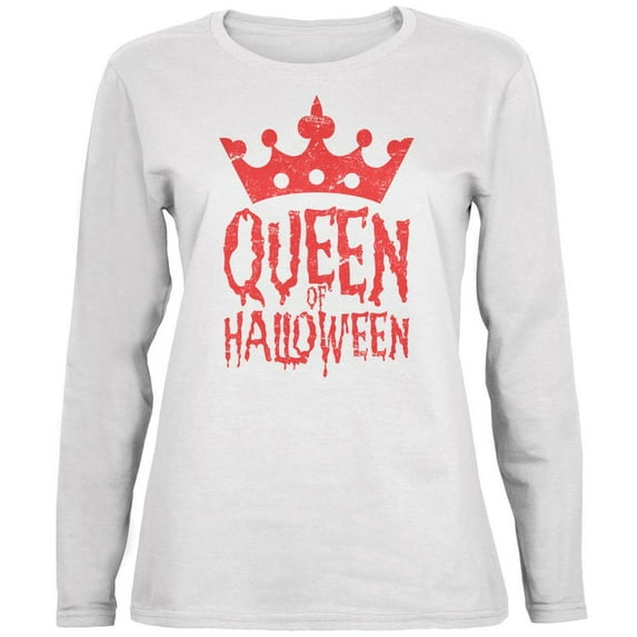 Halloween Queen Of Halloween White Womens Long Sleeve T-Shirt - Large