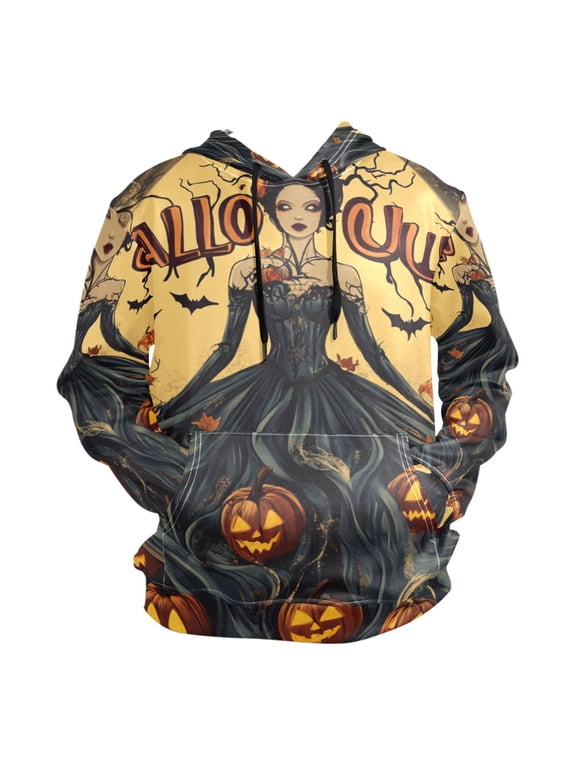 Halloween Queen and The Pumpkins Men’s Hoodies Sweatshirt Fleece Jackets Long Sleeve Sweatshirts