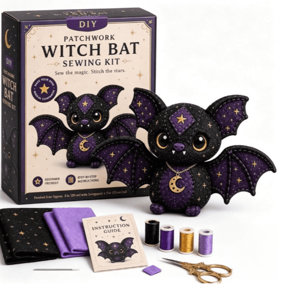 Halloween Quilt Kit DIY Patchwork Craft Kit, 3D Fabric Craft Kit with Colorful Patchwork Pieces and Instructions, Halloween Craft Supplies for Handmade Projects Seasonal Decor and Creative Artwork